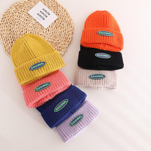 Autumn and winter candy-colored baby warm wool cap 18.8-21.2 inches